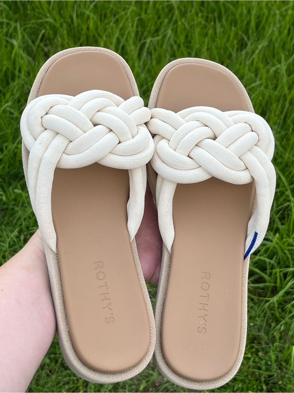 NWOT Rothy's The Summer Cream Braided Slide Sandals Size 9